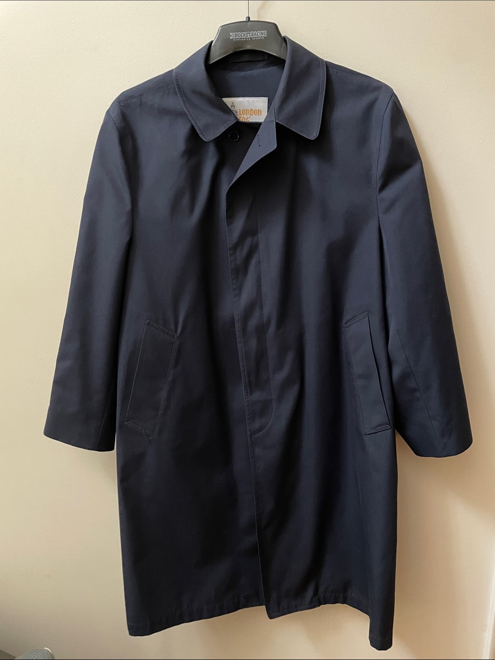 Vintage London Fog Men's Dark Navy Single-Breasted Trench Coat
